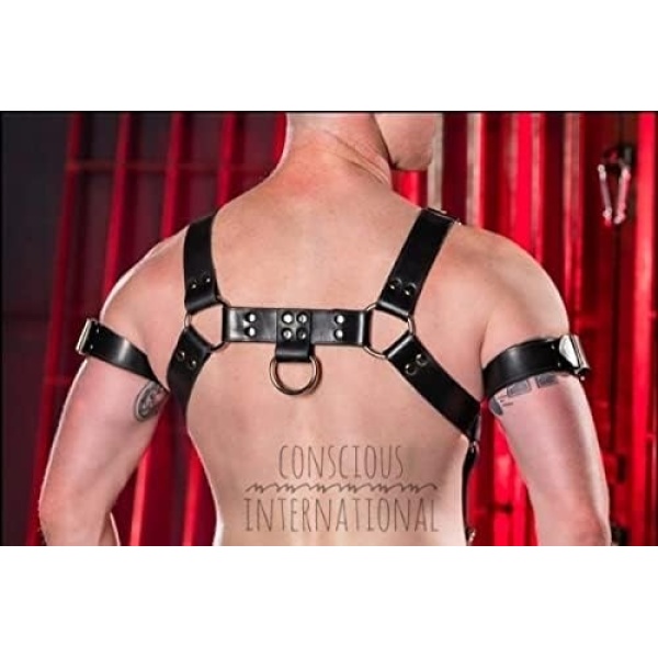 Men's Leather Black Harness Body Chest Armour Buckles Adjustable Strap Belt Club Custom - Image 6
