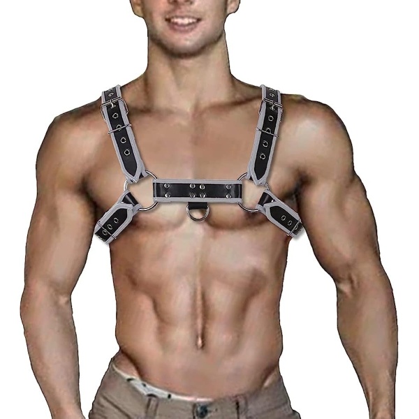 QUYUWOWO Harness for Man Adjustable Leather Harness Body Chest Half Harness Punk Belt Clubwear Costume (Multi-Color)