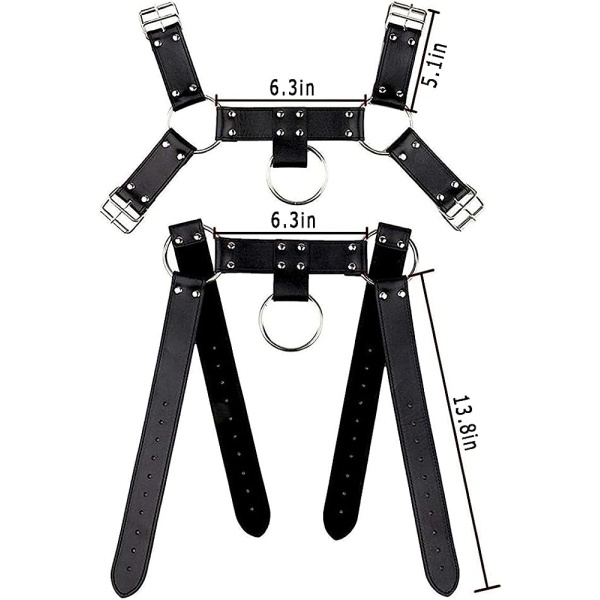 QUYUWOWO Harness for Man Adjustable Leather Harness Body Chest Half Harness Punk Belt Clubwear Costume (Multi-Color) - Image 7