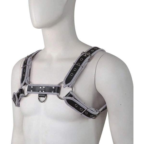 QUYUWOWO Harness for Man Adjustable Leather Harness Body Chest Half Harness Punk Belt Clubwear Costume (Multi-Color) - Image 6