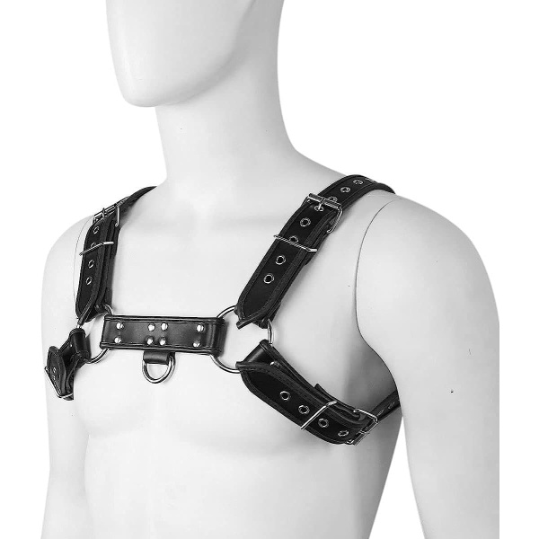 QUYUWOWO Harness for Man Adjustable Leather Harness Body Chest Half Harness Punk Belt Clubwear Costume (Multi-Color) - Image 36