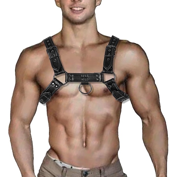 QUYUWOWO Harness for Man Adjustable Leather Harness Body Chest Half Harness Punk Belt Clubwear Costume (Multi-Color) - Image 31
