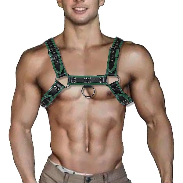 QUYUWOWO Harness for Man Adjustable Leather Harness Body Chest Half Harness Punk Belt Clubwear Costume (Multi-Color) - Image 41