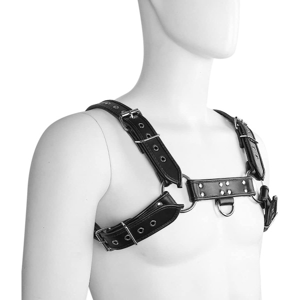 QUYUWOWO Harness for Man Adjustable Leather Harness Body Chest Half Harness Punk Belt Clubwear Costume (Multi-Color) - Image 33
