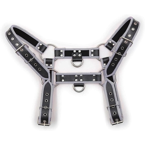 QUYUWOWO Harness for Man Adjustable Leather Harness Body Chest Half Harness Punk Belt Clubwear Costume (Multi-Color) - Image 2