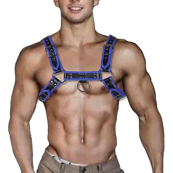 QUYUWOWO Harness for Man Adjustable Leather Harness Body Chest Half Harness Punk Belt Clubwear Costume (Multi-Color)
