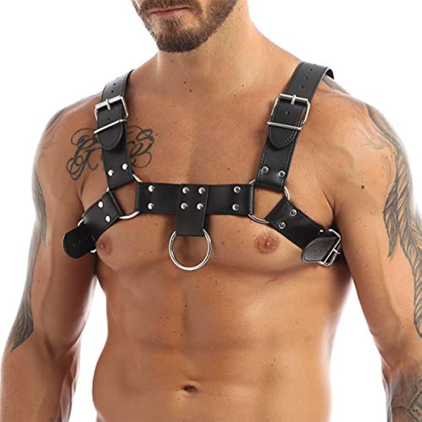 QUYUWOWO Harness for Man Adjustable Leather Harness Body Chest Half Harness Punk Belt Clubwear Costume (Multi-Color) - Image 3