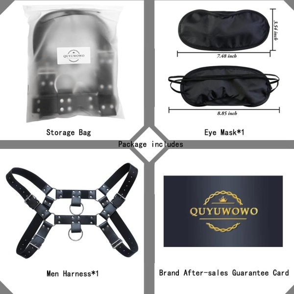 QUYUWOWO Harness for Man Adjustable Leather Harness Body Chest Half Harness Punk Belt Clubwear Costume (Multi-Color) - Image 40