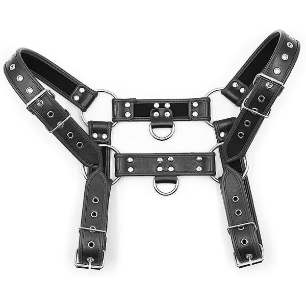 QUYUWOWO Harness for Man Adjustable Leather Harness Body Chest Half Harness Punk Belt Clubwear Costume (Multi-Color) - Image 32