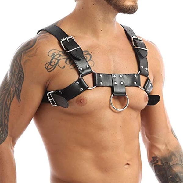 QUYUWOWO Harness for Man Adjustable Leather Harness Body Chest Half Harness Punk Belt Clubwear Costume (Multi-Color) - Image 4