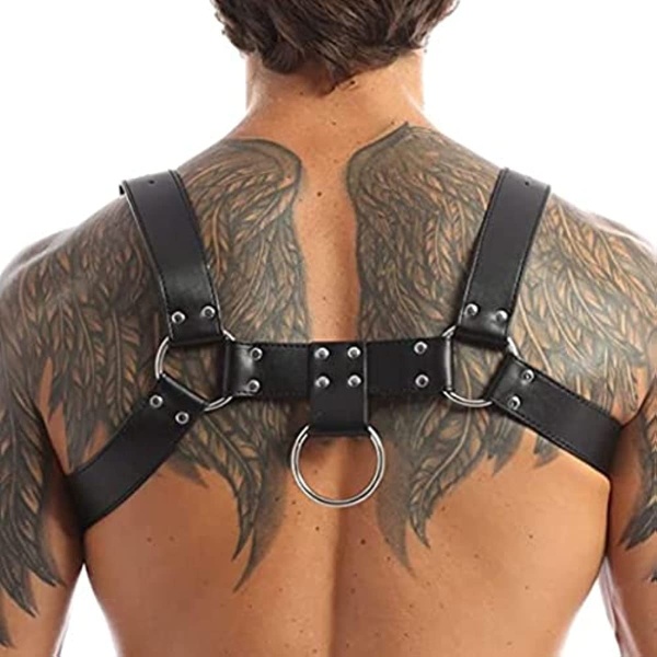 QUYUWOWO Harness for Man Adjustable Leather Harness Body Chest Half Harness Punk Belt Clubwear Costume (Multi-Color)