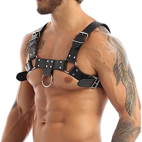 QUYUWOWO Harness for Man Adjustable Leather Harness Body Chest Half Harness Punk Belt Clubwear Costume (Multi-Color) - Image 5