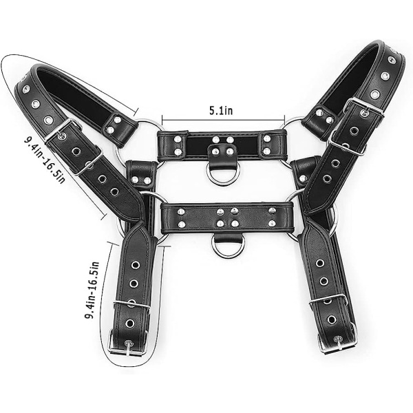QUYUWOWO Harness for Man Adjustable Leather Harness Body Chest Half Harness Punk Belt Clubwear Costume (Multi-Color) - Image 35