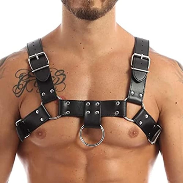 QUYUWOWO Harness for Man Adjustable Leather Harness Body Chest Half Harness Punk Belt Clubwear Costume (Multi-Color) - Image 2
