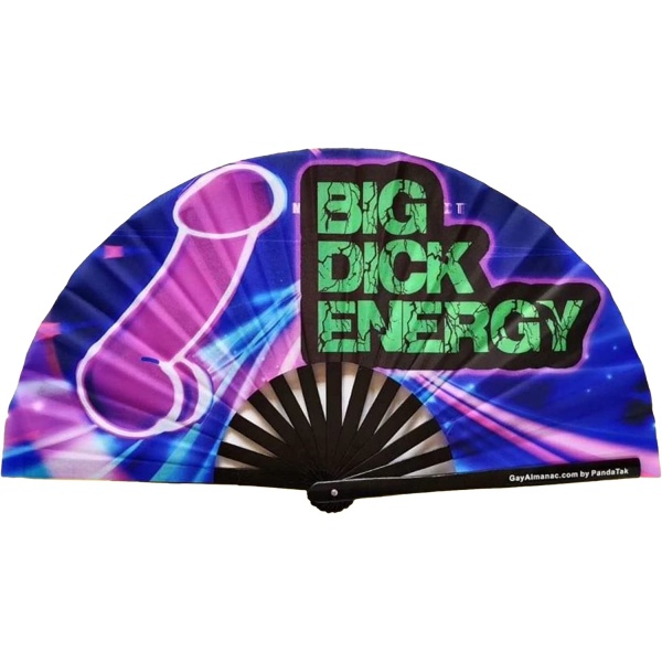 Gay Pride Large Folding Fans, Bamboo Fan 13" with UV Reactive Ink, for LGBTQ Circuit Parties and Raves (Big D Energy)