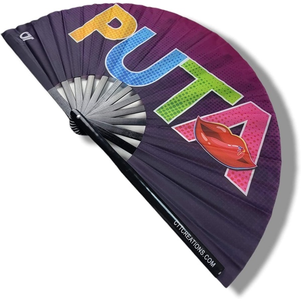 CTT CREATIONS CTT-Large Folding Fan- 13i nches Tall 25 inches Wide- Hand PUTA- Fan for Events Rave Concert and Festival- Light - Image 3