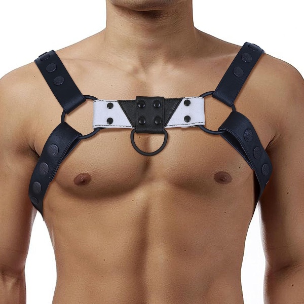 ZAWIAR Men's Leather Body Chest Harness Gay Adjustable Belt 34" to 44" (Multi-Color) - Image 3