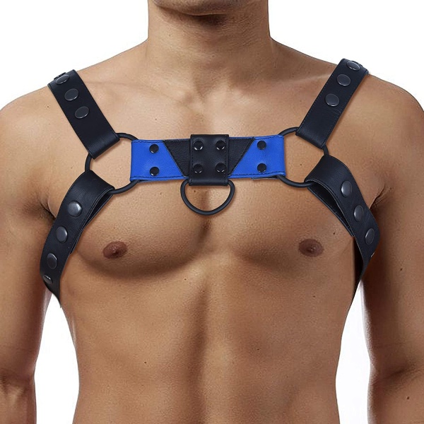 ZAWIAR Men's Leather Body Chest Harness Gay Adjustable Belt 34" to 44" (Multi-Color) - Image 4