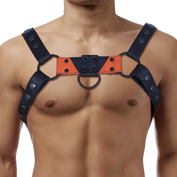 ZAWIAR Men's Leather Body Chest Harness Gay Adjustable Belt 34" to 44" (Multi-Color) - Image 5