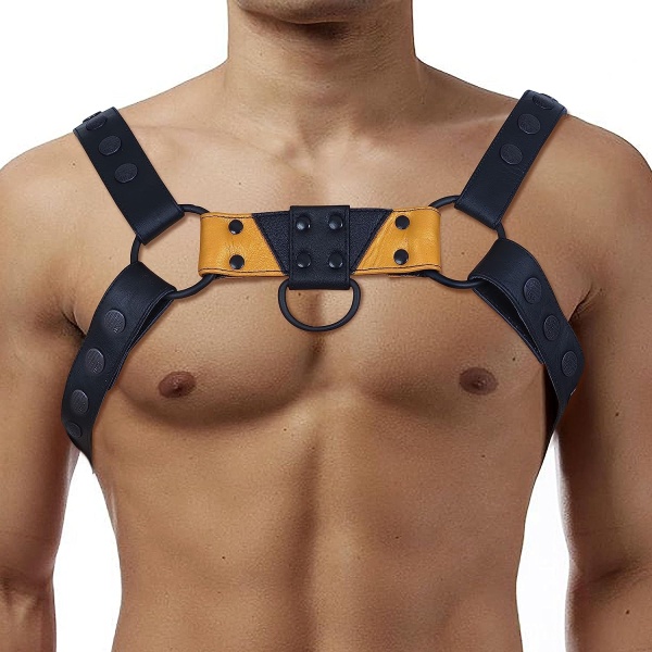 ZAWIAR Men's Leather Body Chest Harness Gay Adjustable Belt 34" to 44" (Multi-Color) - Image 7