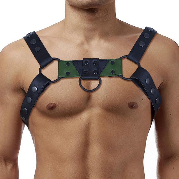 ZAWIAR Men's Leather Body Chest Harness Gay Adjustable Belt 34" to 44" (Multi-Color) - Image 6