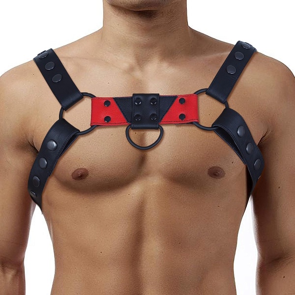 ZAWIAR Men's Leather Body Chest Harness Gay Adjustable Belt 34" to 44" (Multi-Color)