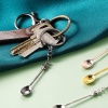 4 Pieces Mini Crown Spoon Keychain Teaspoon Pendant Necklace Key Ring Crown Teaspoon Mini Spoon Keychain for Filling Vials with - Image 6