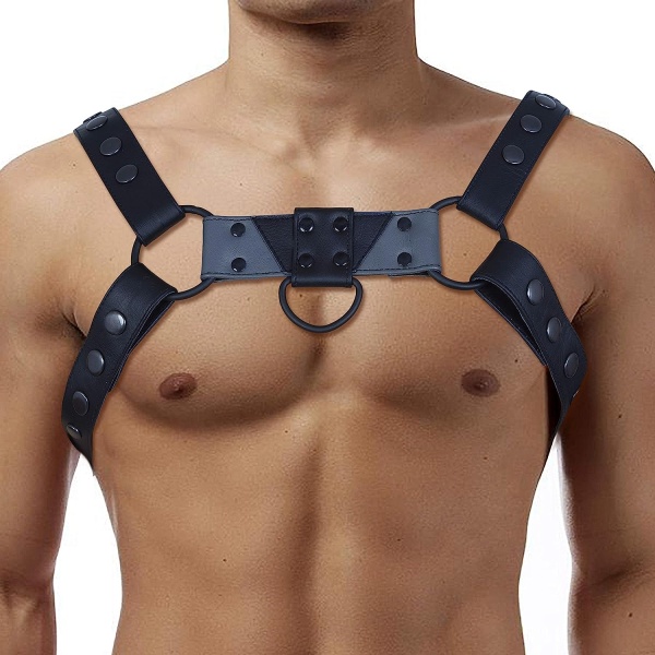 ZAWIAR Men's Leather Body Chest Harness Gay Adjustable Belt 34" to 44" (Multi-Color) - Image 2