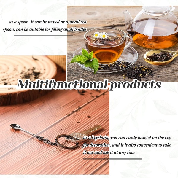 4 Pieces Mini Crown Spoon Keychain Teaspoon Pendant Necklace Key Ring Crown Teaspoon Mini Spoon Keychain for Filling Vials with - Image 4