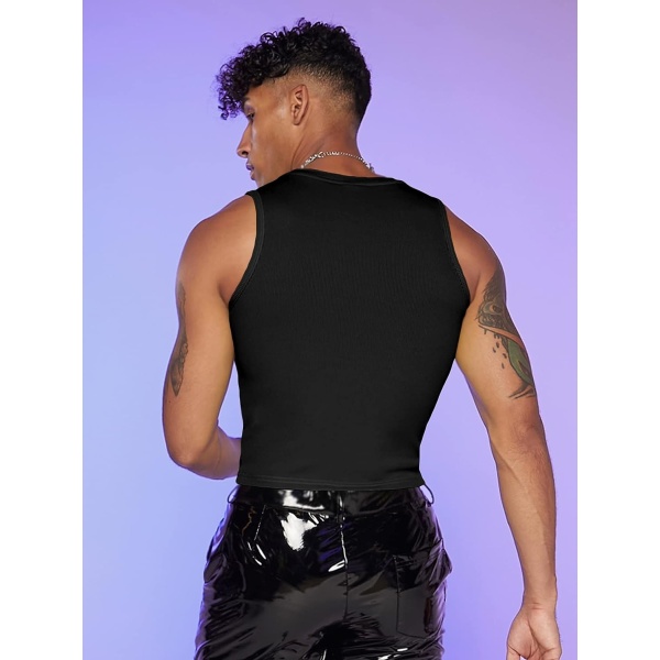 GORGLITTER Men's Fashion Workout Neon Crop Tank Top Slim Fit Hot Shirts - Image 2