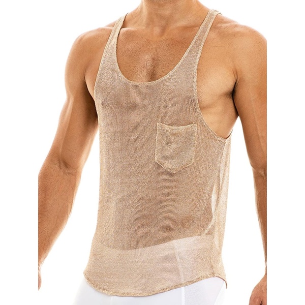 INCERUN Men's Casual Loose Sleeveless Scoop Neck Tank Top Transparent Beach Yoga Basics Stretch Tank Tops Summer A Shirts