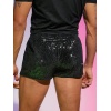 OYOANGLE Men's Sequins High Elastic Waist Straight Leg Crop Track Shorts Glitter Party Shorts - Image 2