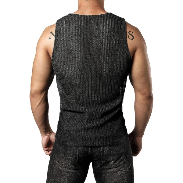 JOGAL Men's Mesh Fitted Sleeveless Muscle Tank Top - Image 2