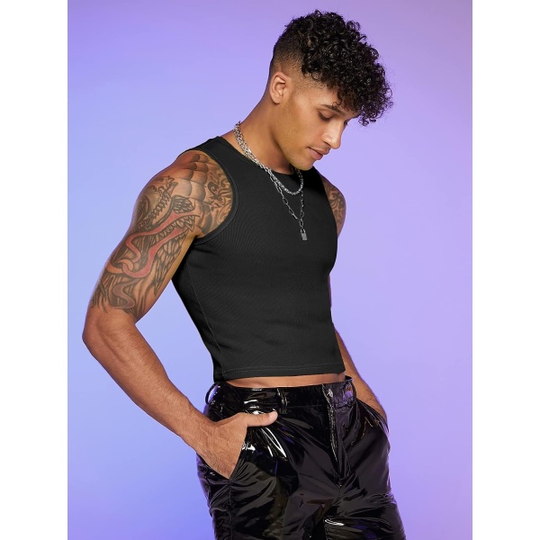GORGLITTER Men's Fashion Workout Neon Crop Tank Top Slim Fit Hot Shirts - Image 3