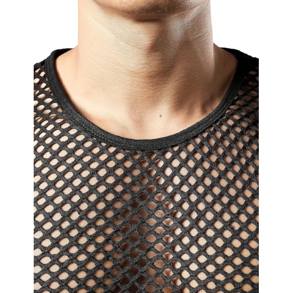 JOGAL Men's Mesh Fishnet Fitted Sleeveless Muscle Top - Image 5