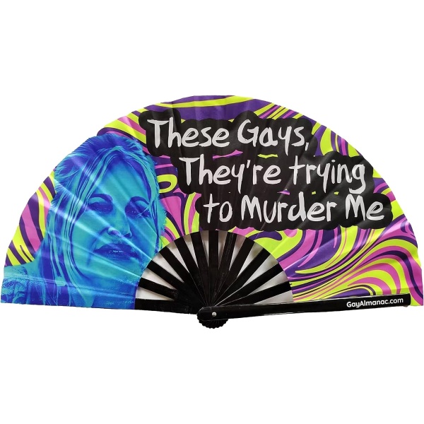 Gay Pride Large Folding Fans, 13" Bamboo Fan with UV Reactive Ink, for LGBTQ Circuit Parties and Raves (These Gays They're