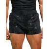OYOANGLE Men's Sequins High Elastic Waist Straight Leg Crop Track Shorts Glitter Party Shorts
