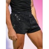 OYOANGLE Men's Sequins High Elastic Waist Straight Leg Crop Track Shorts Glitter Party Shorts - Image 5