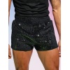 OYOANGLE Men's Sequins High Elastic Waist Straight Leg Crop Track Shorts Glitter Party Shorts - Image 3